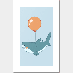 Shark and balloon Posters and Art